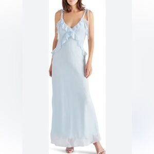 Steve Madden Adalina Light Blue Ruffles Maxi Dress Size XSMALL